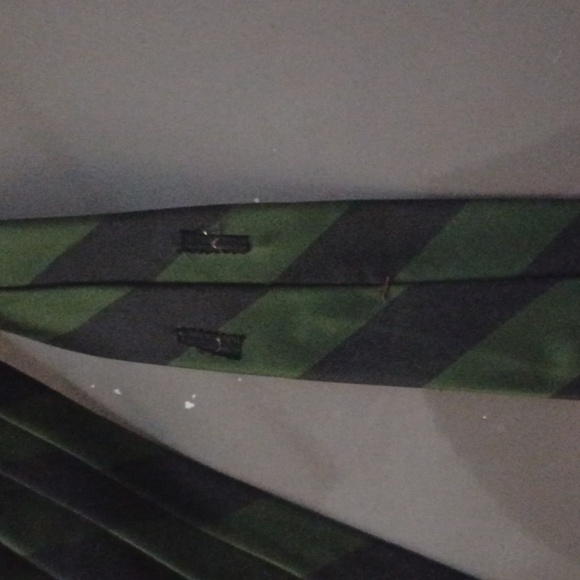 Vintage Skinny Green and Black Striped Men's Tie - Picture 4 of 4
